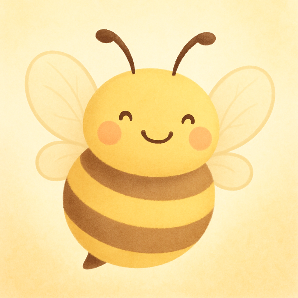 Smiling bumble bee with tiny wings