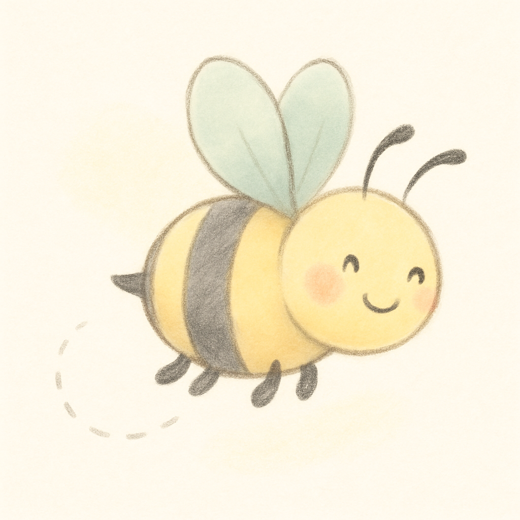 Playful bumble bee gliding with a gentle swirl