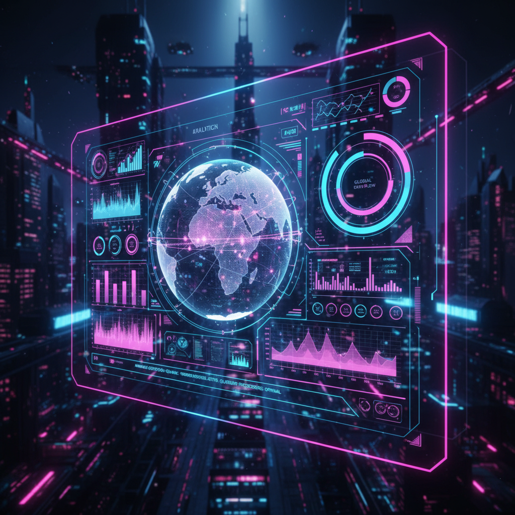 Neon futuristic dashboard interface