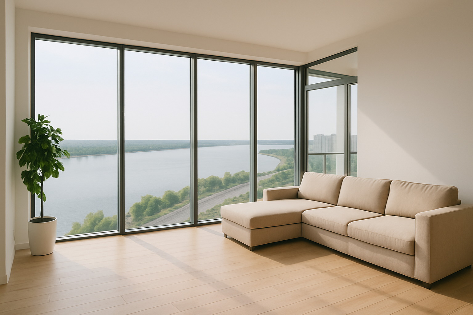 Living room with river view in Obolon