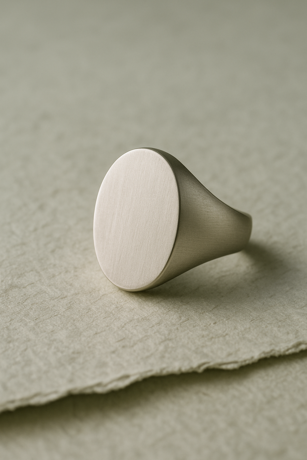 Oval signet ring in matte silver finish