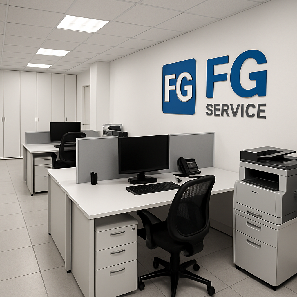Ambiente comercial atendido pela FG Service, destacando organização e equipamentos modernos