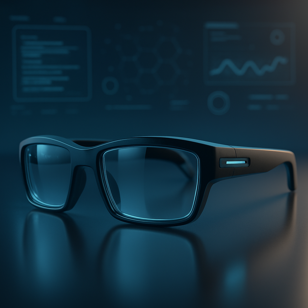 Smart AR Glasses in futuristic setting