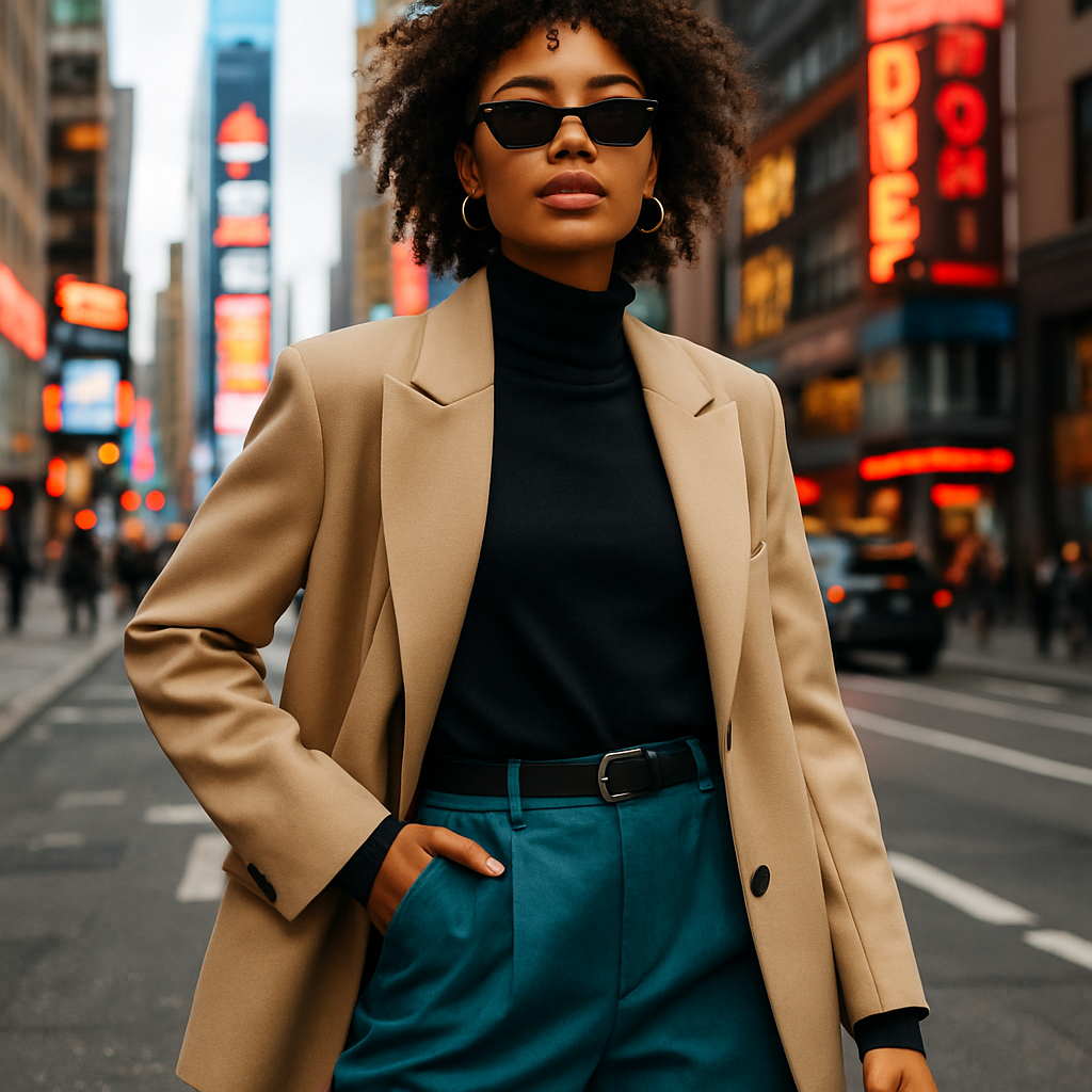 Stylish model in modern fashion outfit, urban street style