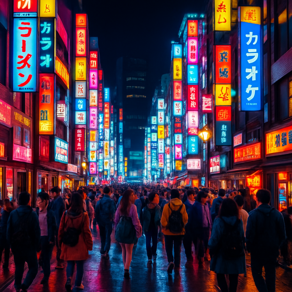 Tokyo neon streets at night
