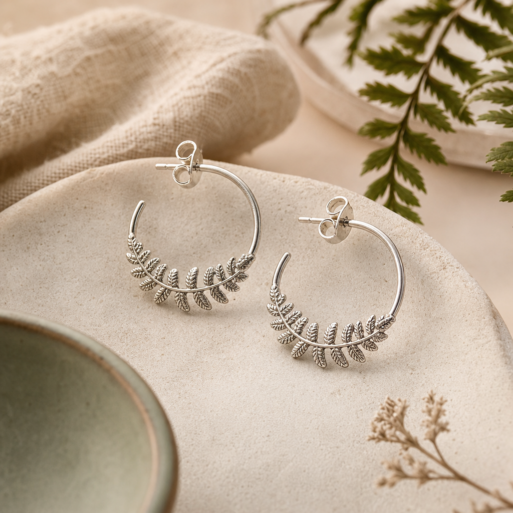 Fern Arc Hoops handmade jewelry product photo
