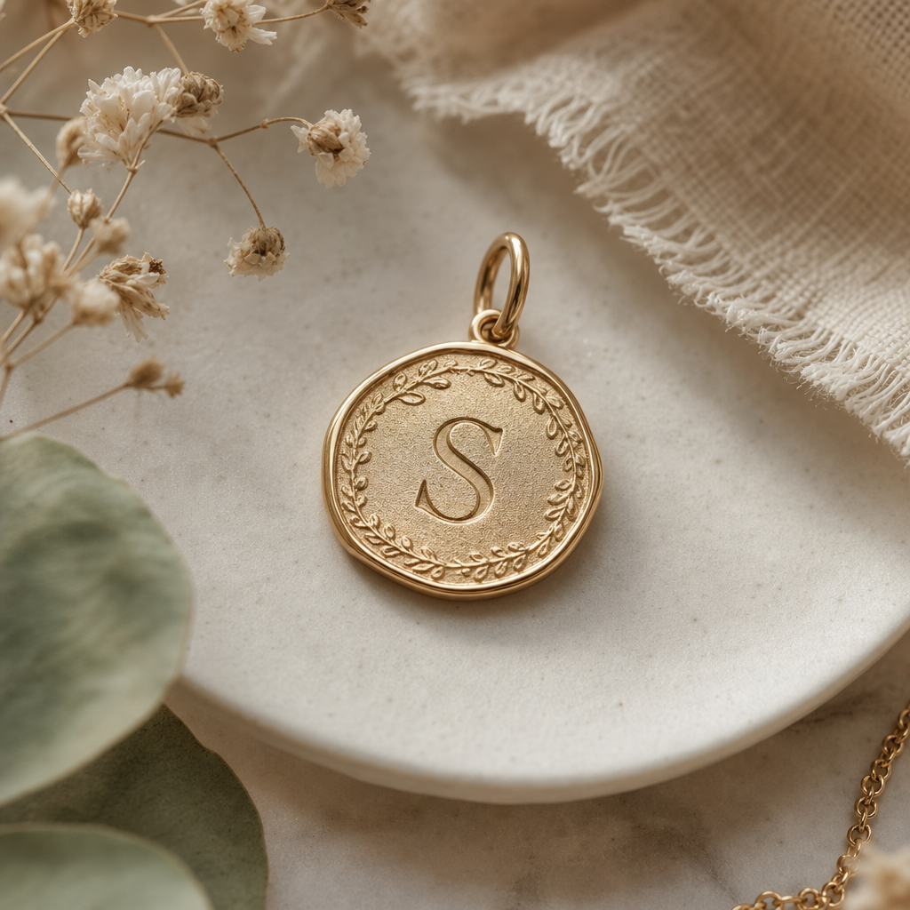 Heirloom Initial Charm handmade jewelry product photo