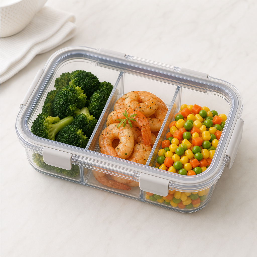 Compartmentalized food box with divided sections