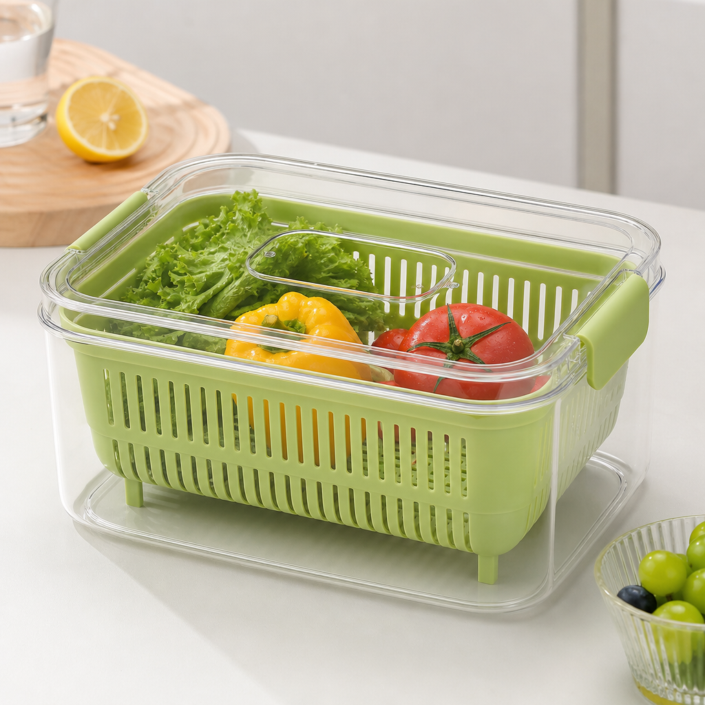 Draining fresh-keep box with inner strainer