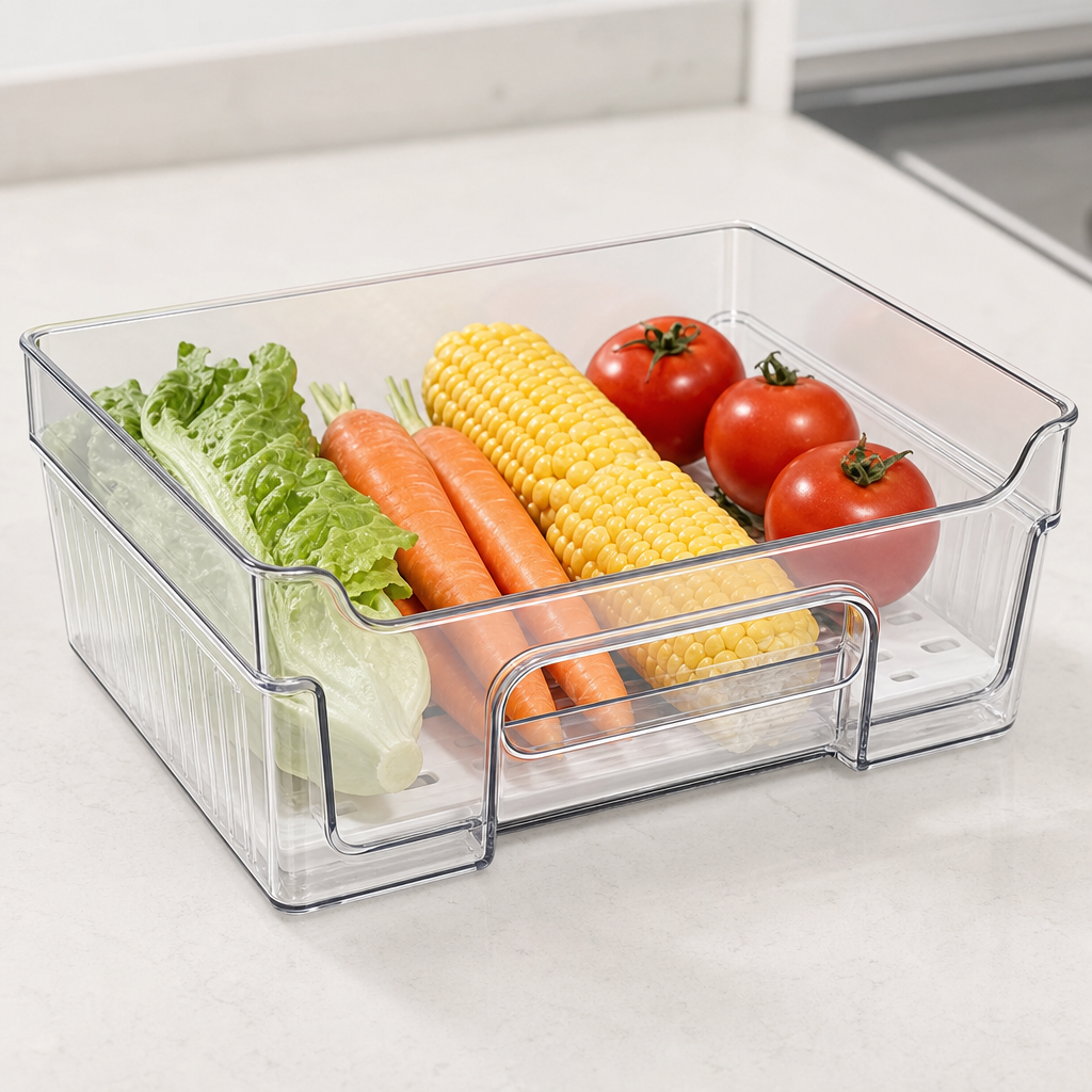 Fridge-drawer box with pull handle