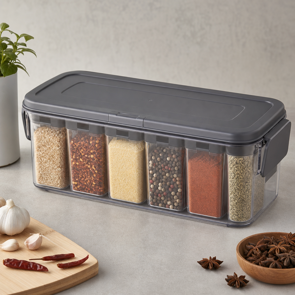 Multi-container seasoning storage box with small jars