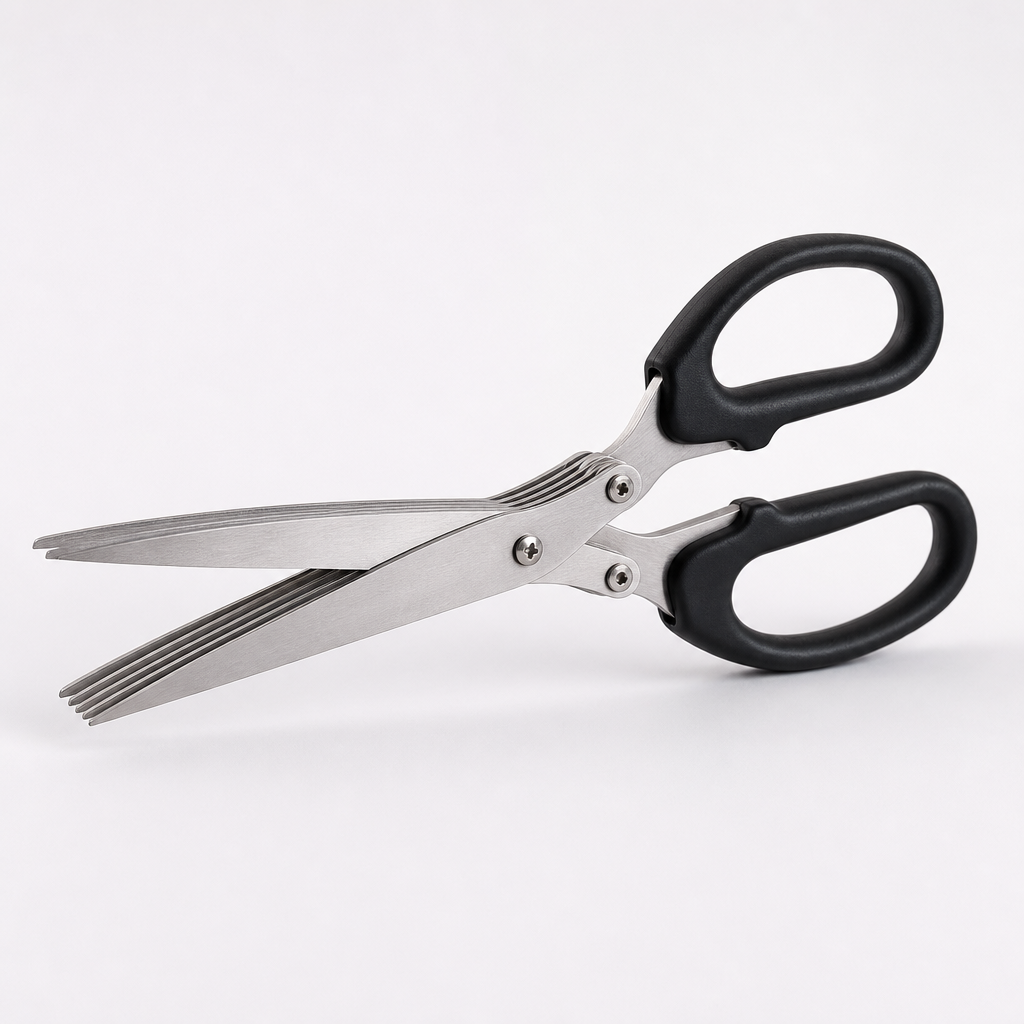 Multi-shears with stainless blades and black grip handles