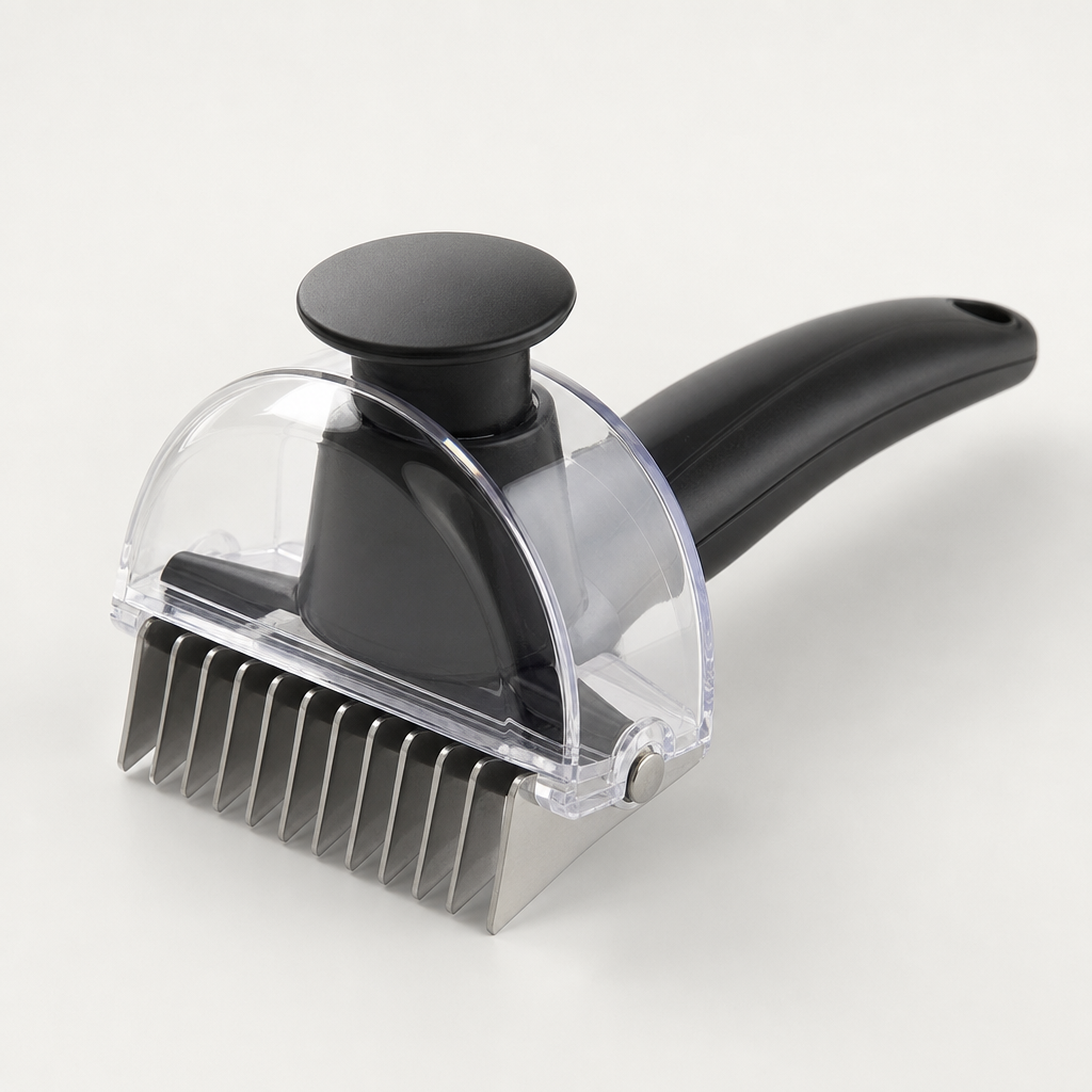Safety-guard cutter with transparent hand protector and black handle