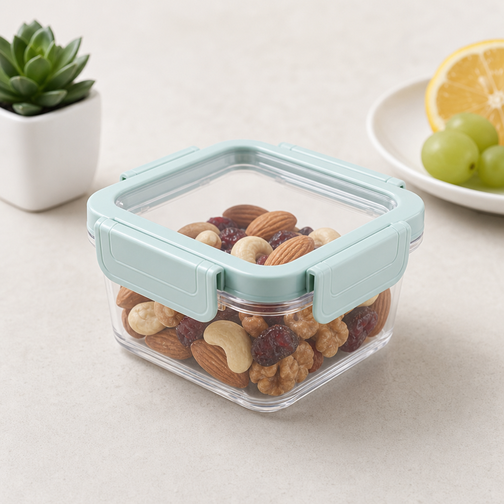 Compact snack box with latching lid