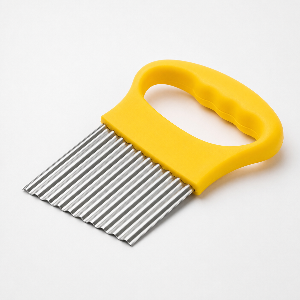 Wavy decor cutter with yellow handle and crinkle blade