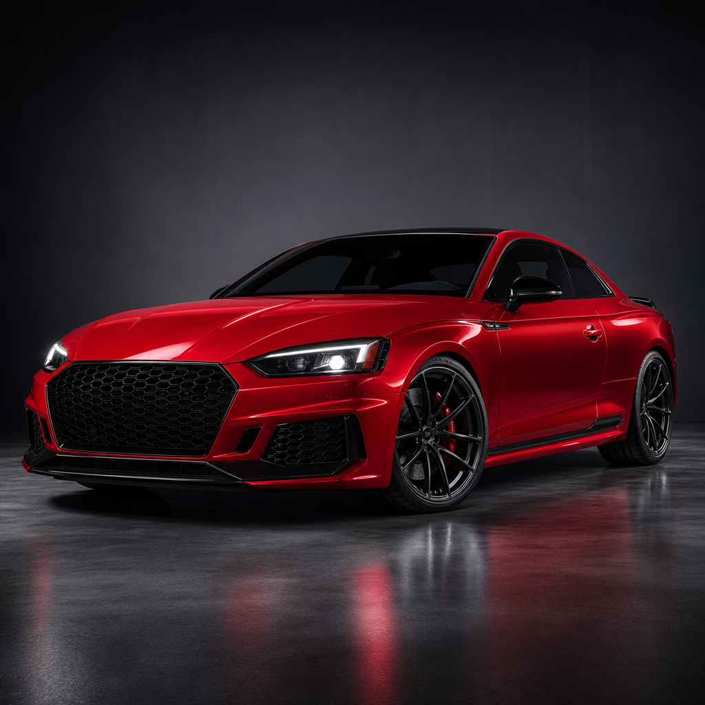 Red performance coupe with aerodynamic styling and low stance