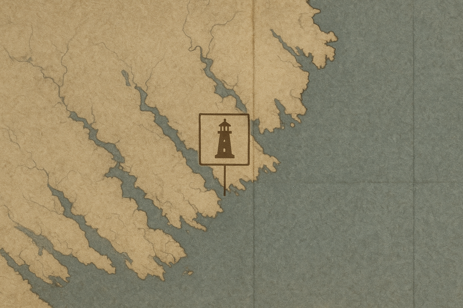 Archival-style map detail showing a preserved lighthouse point along the northern coast