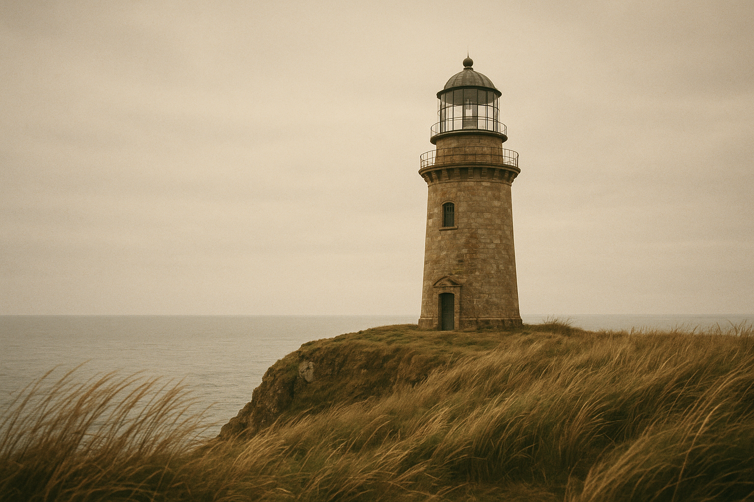 Weathered Headland Tower archival lighthouse photograph