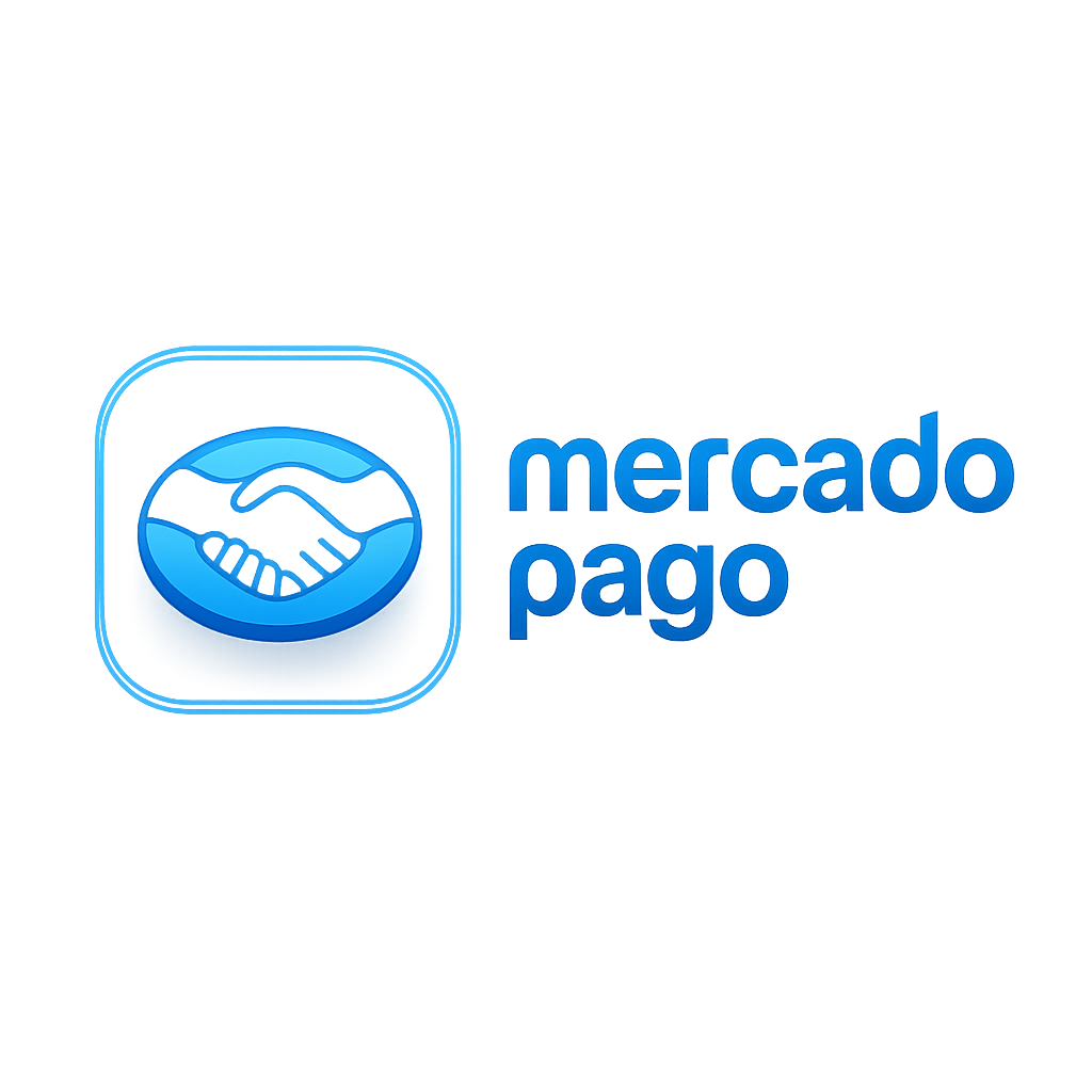 Logo de Mercado Pago, moderno, glassmorphism, degradé