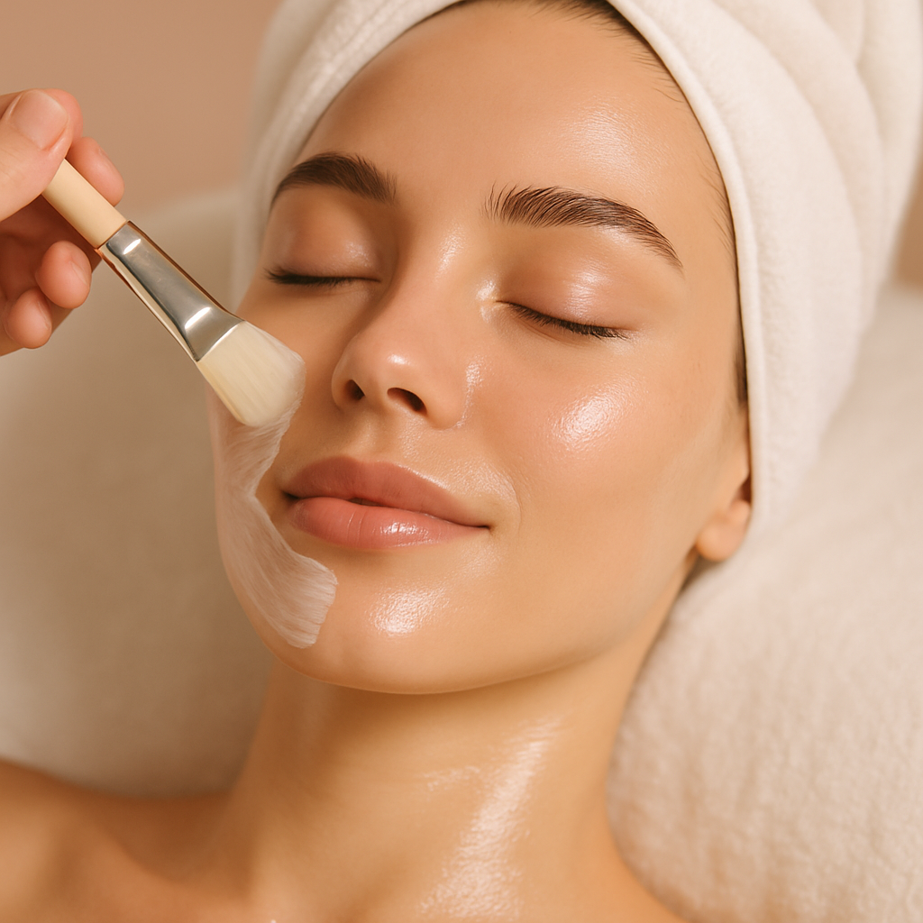 Luxury facial treatment with glowing skin