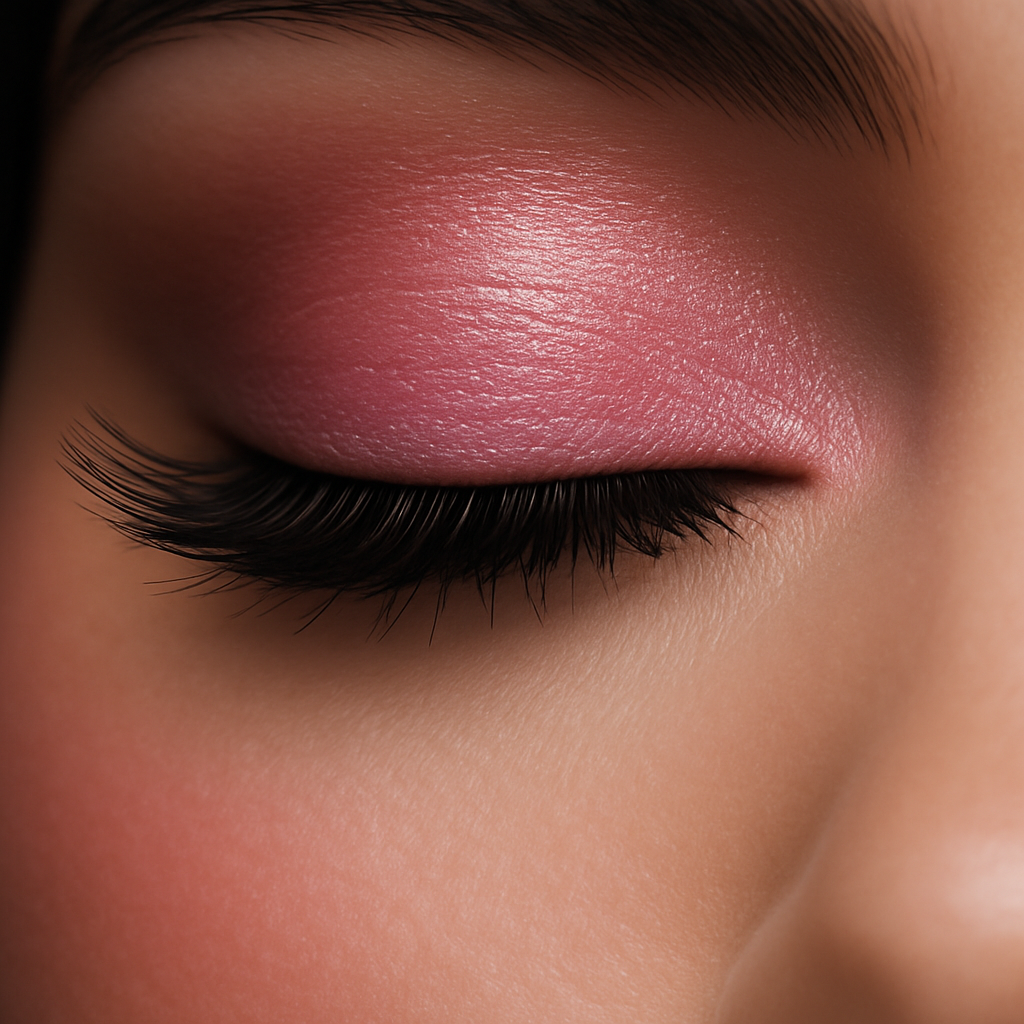 Soft pink lash detail close-up