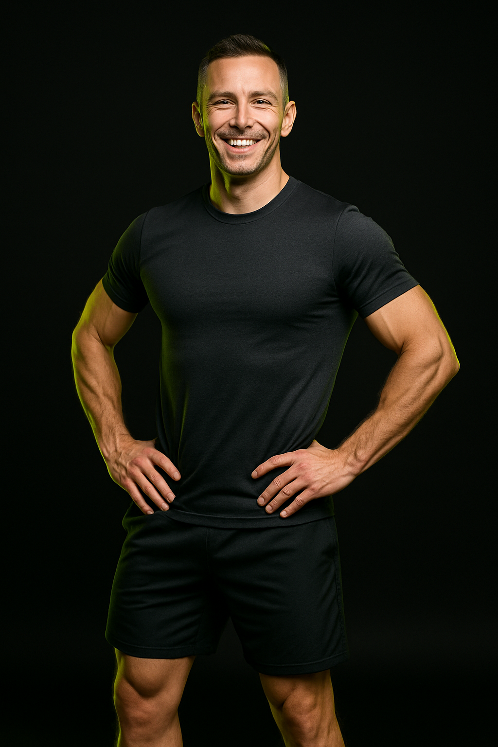 After: client photo, muscular, energetic pose