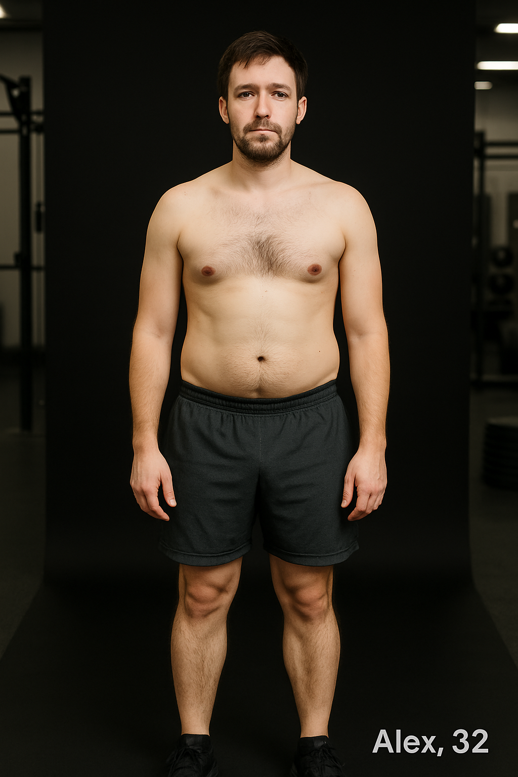 Before: client photo, neutral pose