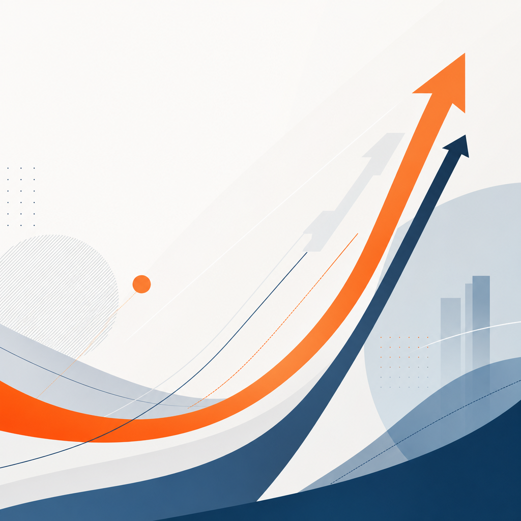 Abstract growth agency brand visual used as a page-intro accent graphic opposite the copy