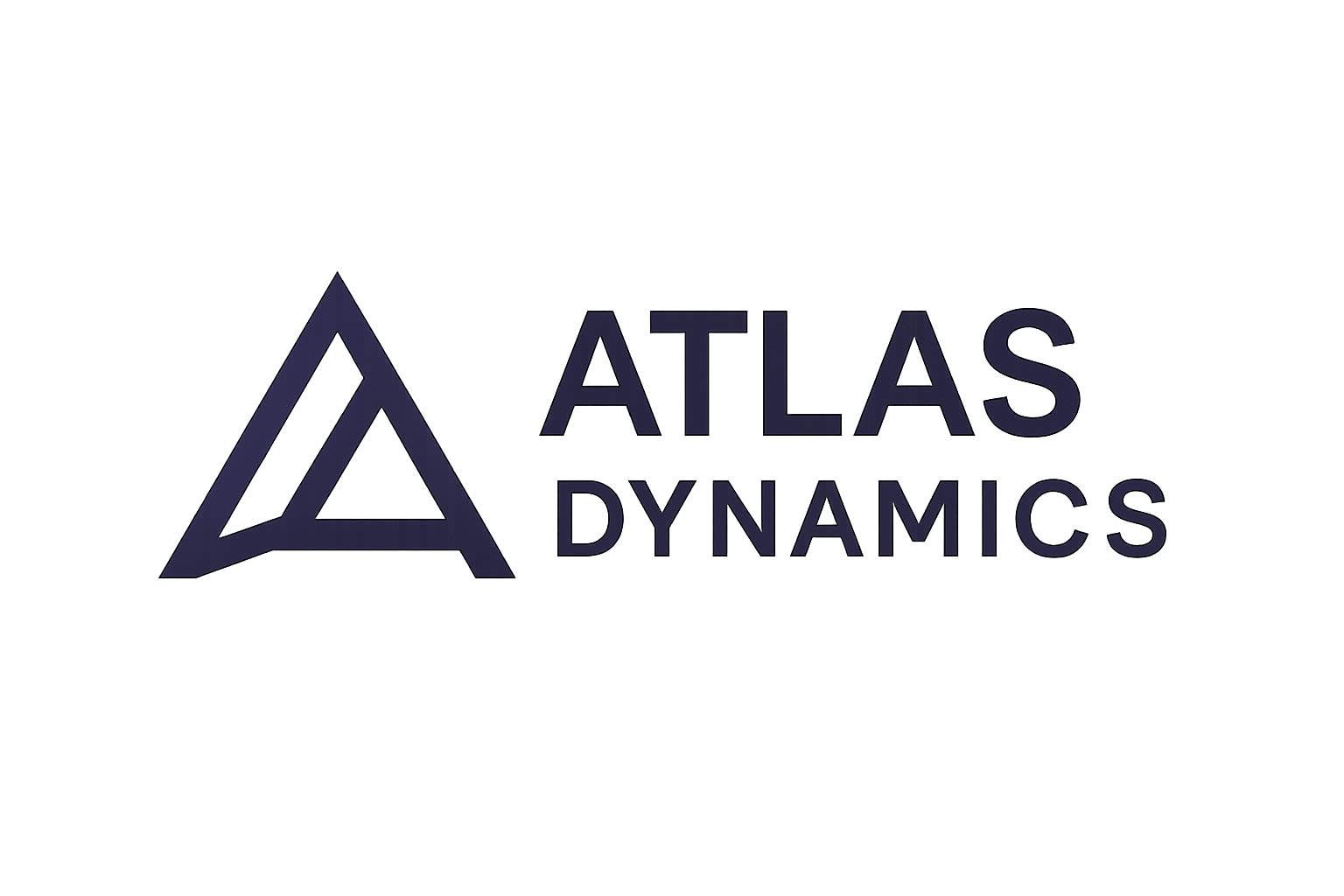 Placeholder logo for Atlas Dynamics, geometric wordmark in deep purple and charcoal