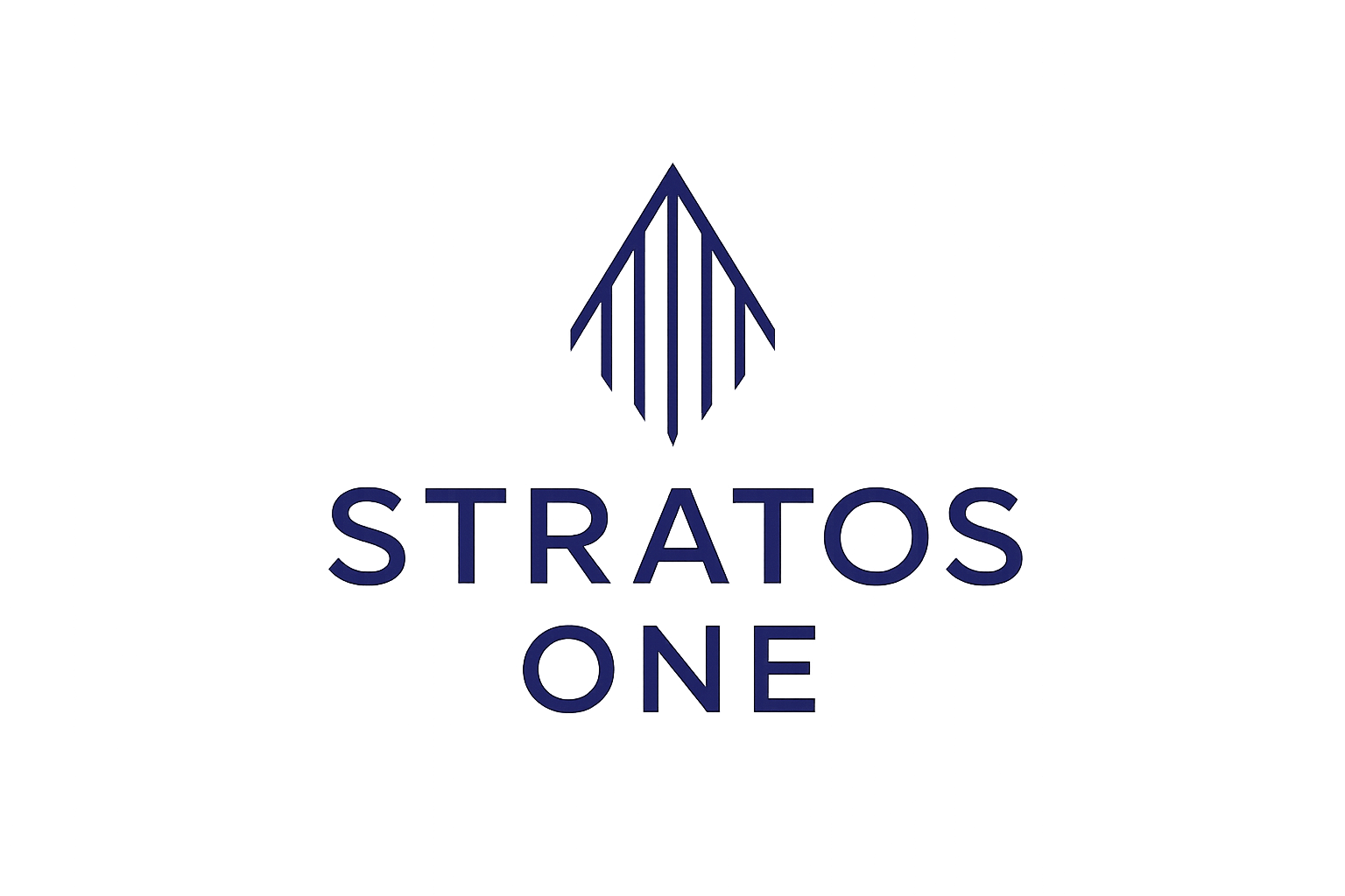 Placeholder logo for Stratos One, minimalist line icon with confident uppercase lettering