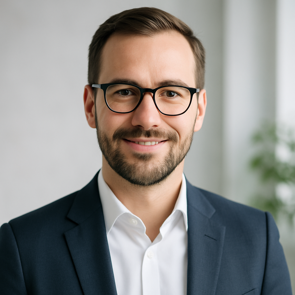 Professional man with light beard and glasses
