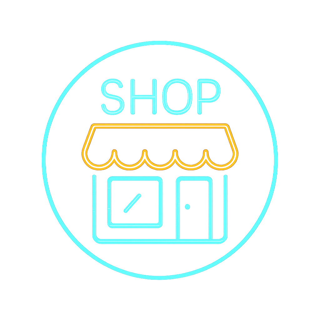 Glowing neon shop icon