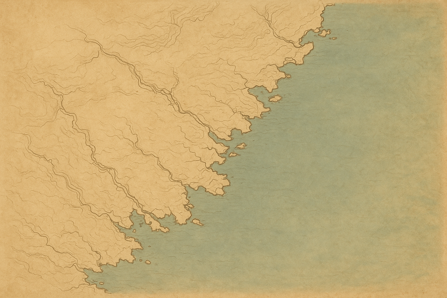 Illustrated archival-style map of the northern coast with four preserved lighthouse tower marker points