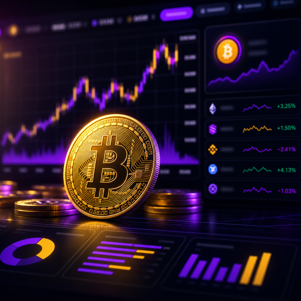 热门资产图标，橙紫渐变光晕中的金色数字徽章