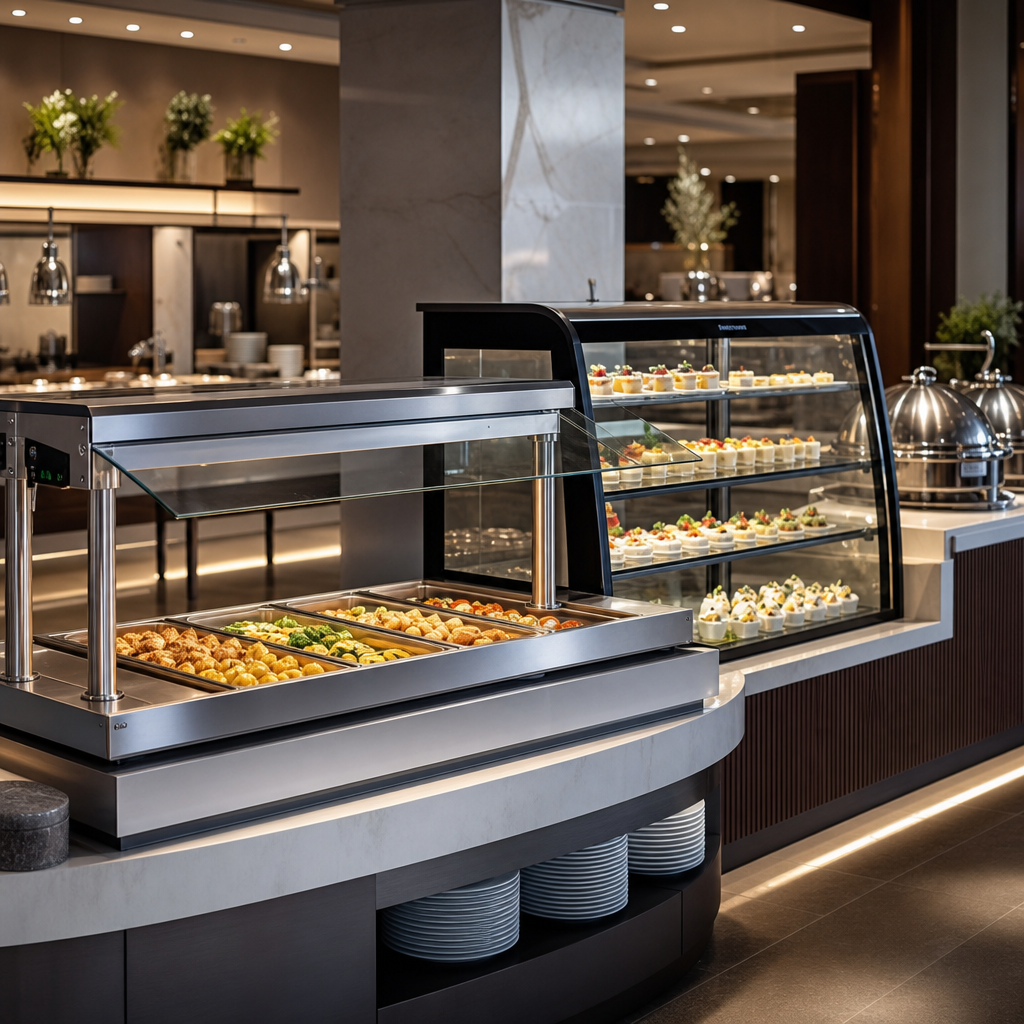 Buffet and display equipment with serving counters