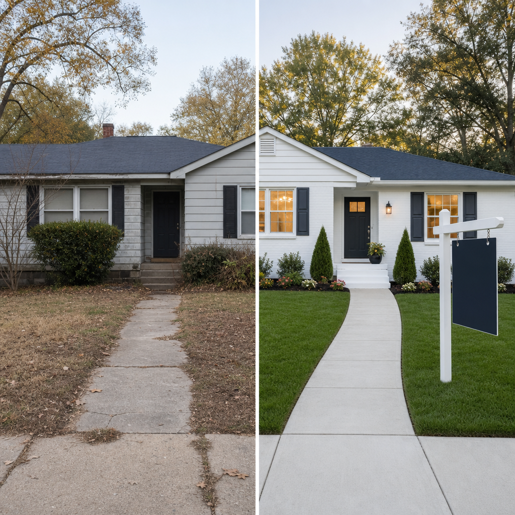 Outdated ranch to bright family-ready home before and after single-family rehab comparison