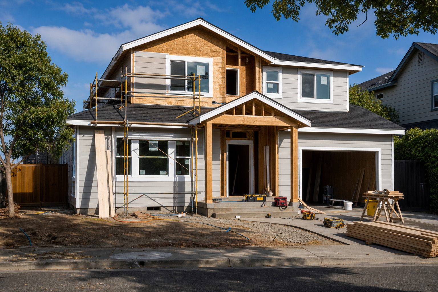 Single fix-and-flip residential rehab property with active exterior renovation