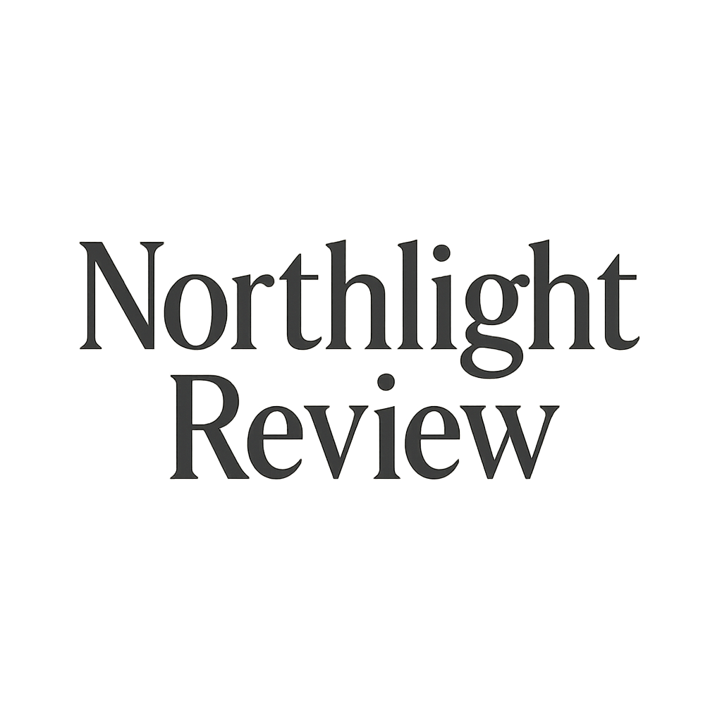 Northlight Review condensed sans wordmark logo in monochrome charcoal
