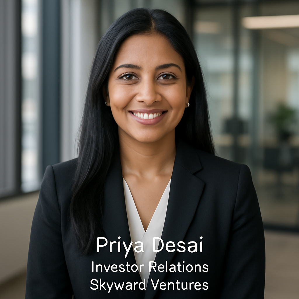 Portrait of Priya Desai, Investor Relations, Skyward Ventures