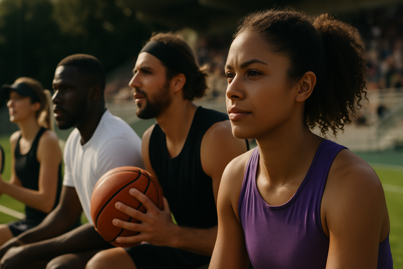Athletes in a realistic sports setting