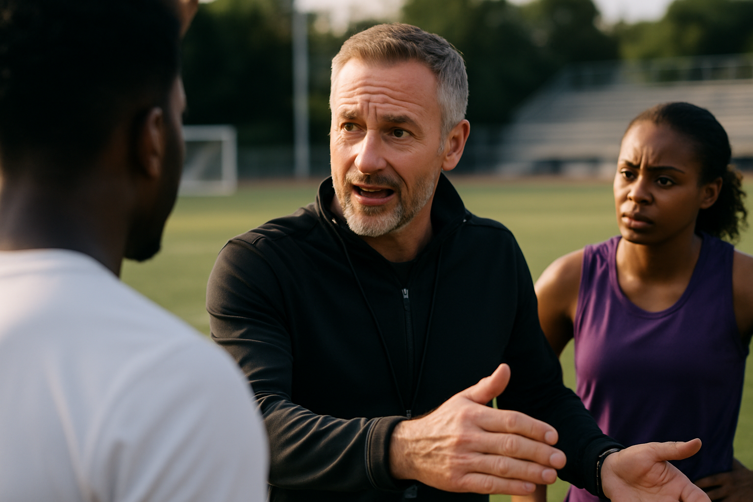 Coaches in a realistic sports setting