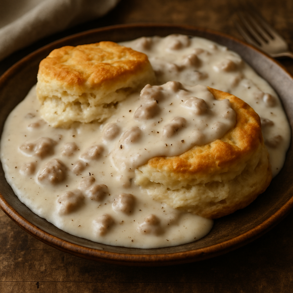 Southern biscuits with creamy gravy