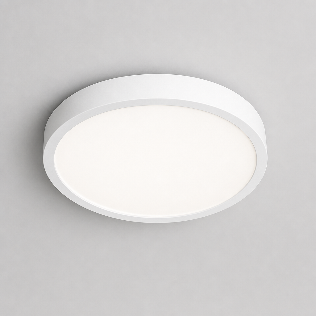 Slim white LED ceiling light with frosted diffuser
