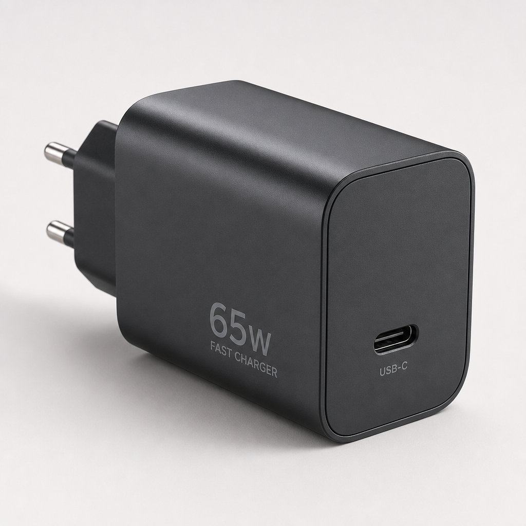 High-power fast charger with USB-C port in dark graphite finish