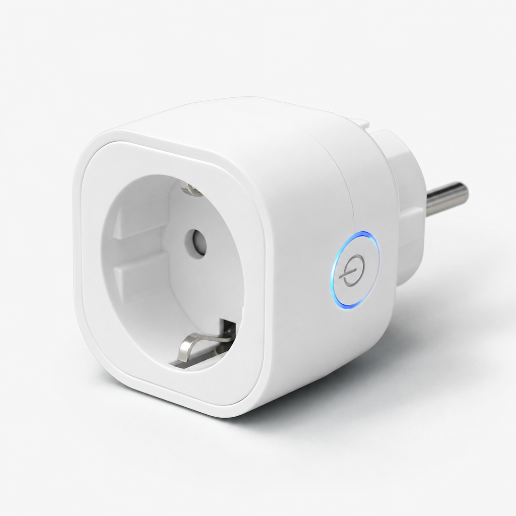 Smart plug in white with single outlet and LED status ring