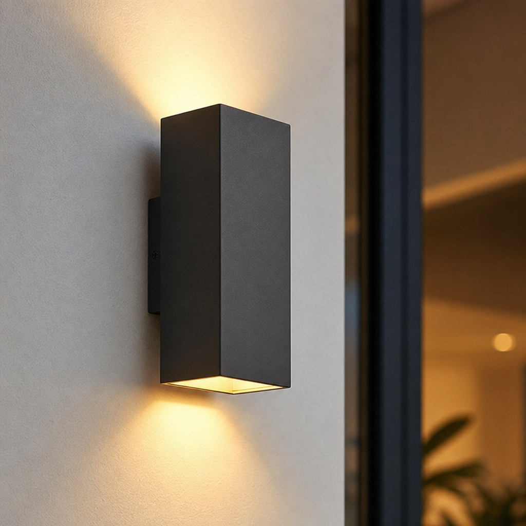 Graphite wall sconce with warm LED glow