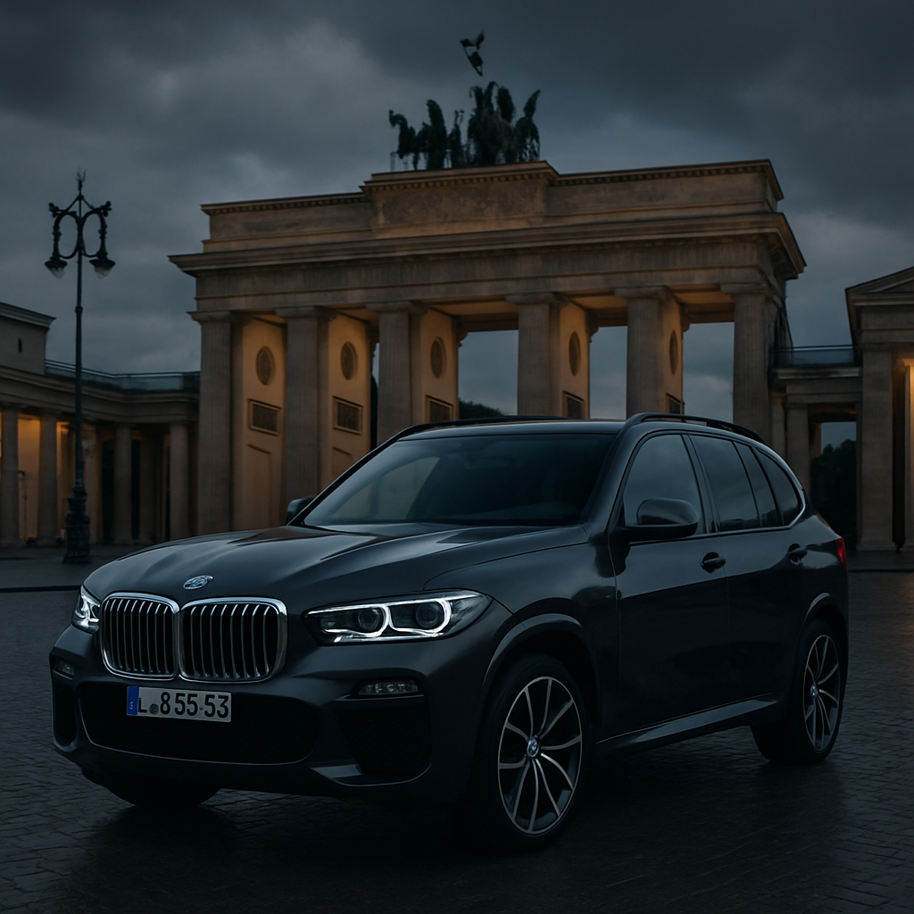 BMW X5 SUV parked near Berlin landmarks