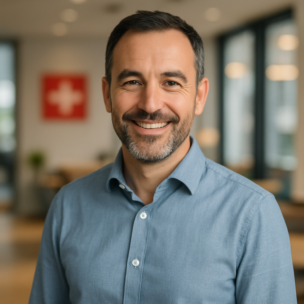 Carlos Damas smiling, professional portrait in a well-lit environment