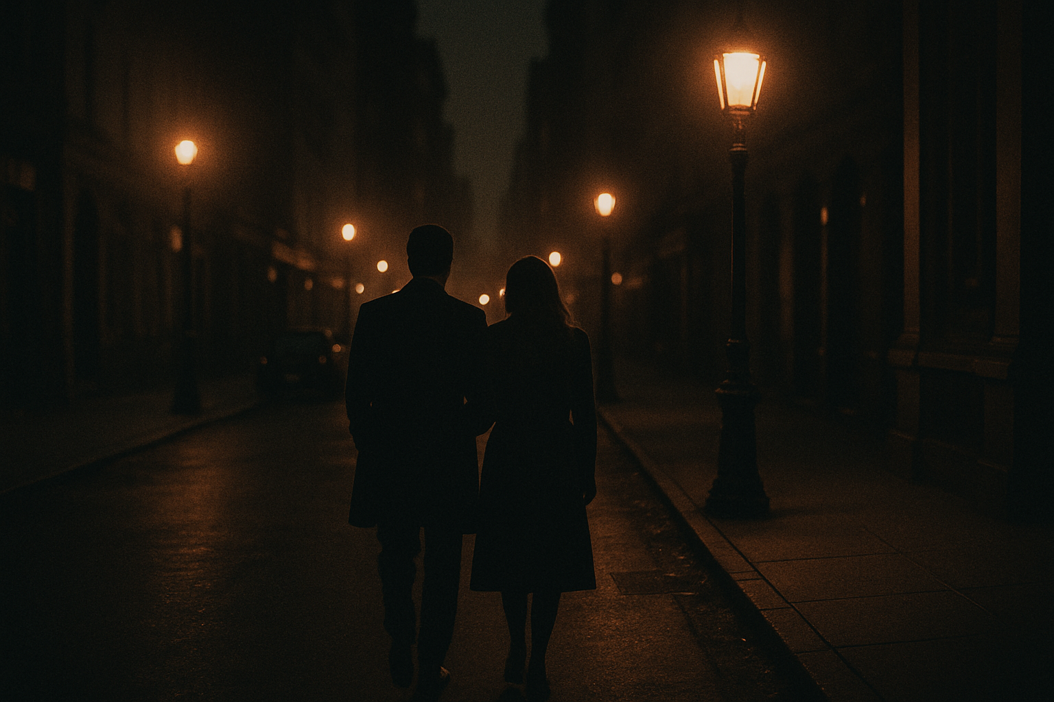 Film-style city night scene