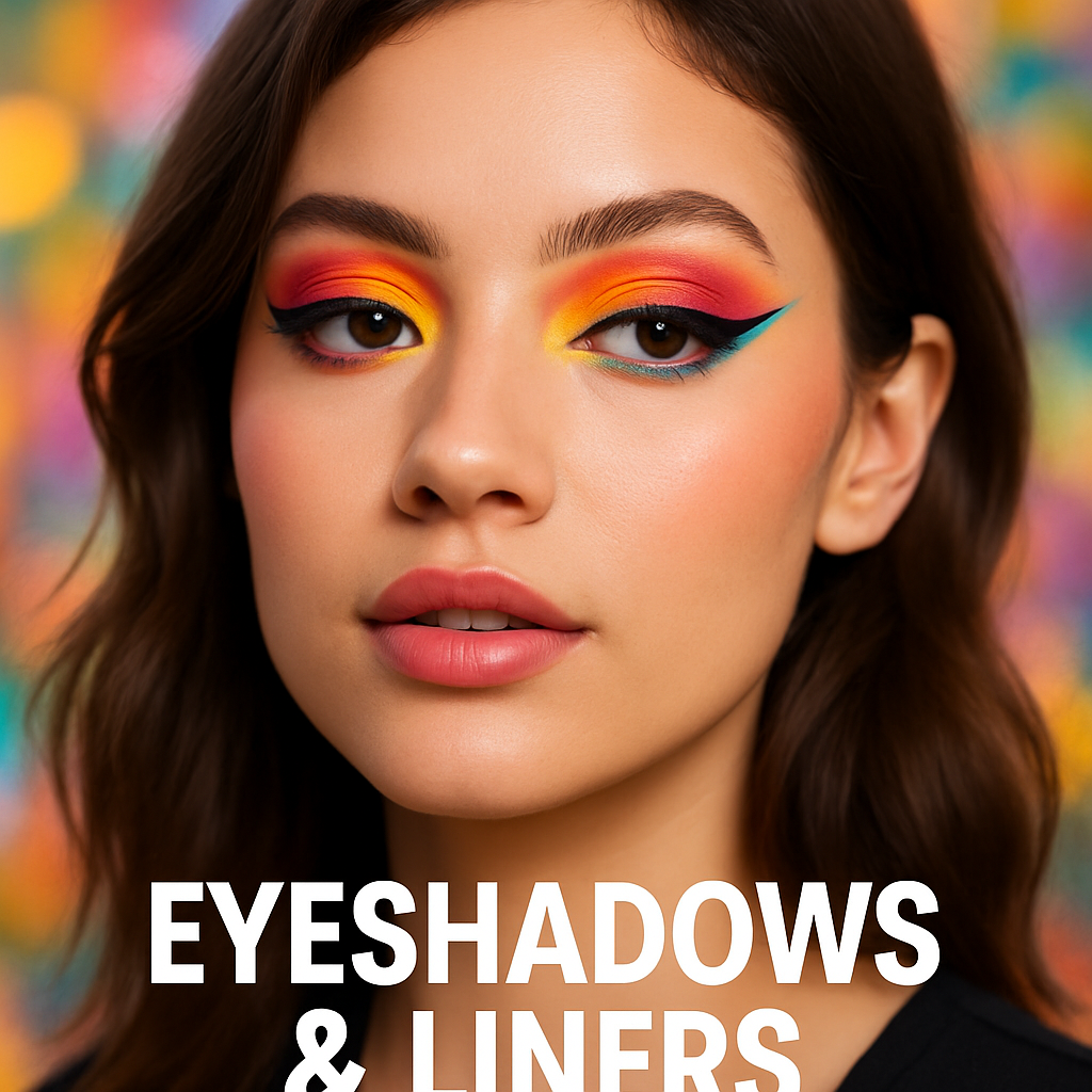 Model with vibrant eyeshadow and eyeliner look